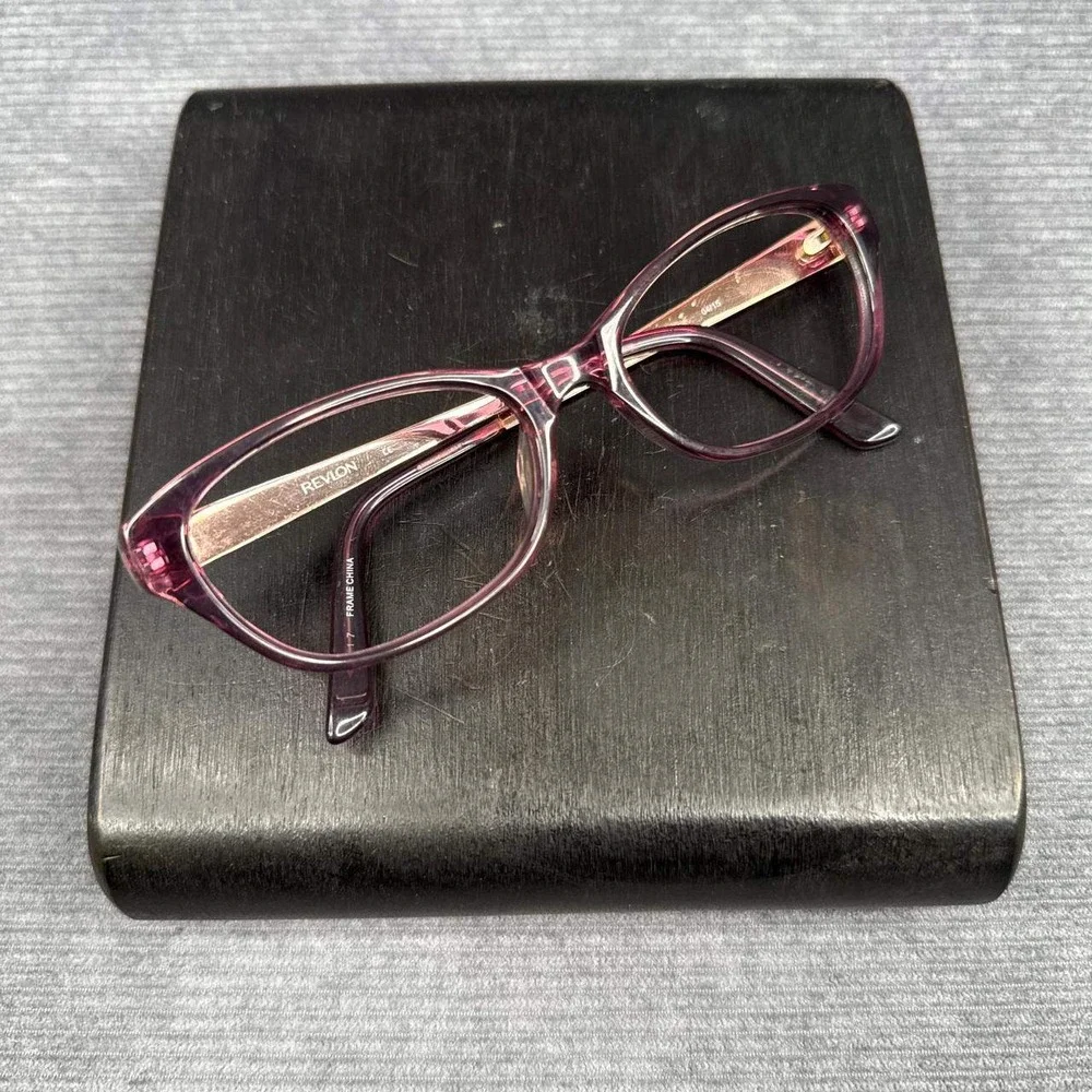 Revlon RV5042 Plum Purple Cat Eye Y2k Eyeglasses Frames Rose Gold Textured 52mm